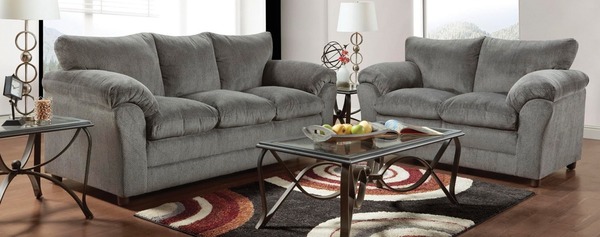 Washington Furniture - Kelly Gray Stationary Sofa & Loveseat Set