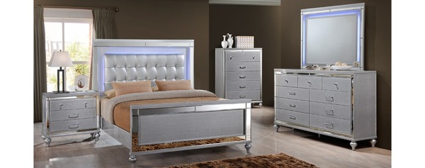 Awf Imports - Valentino Silver Queen Bedroom (B,D,M,N)