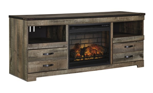 ASHLEY - Trinell Brown Lg TV Stand With Fireplace	