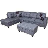 LivingEssentials - Convertible Grey Sectional Sofa -Chaise and ott