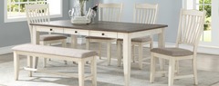 Awf Imports - Lakewood Gray/White Dining Table, 4 Chairs & Bench
